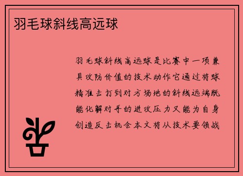 羽毛球斜线高远球
